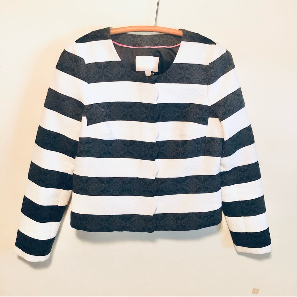Banana Republic Black and White Striped Blazer